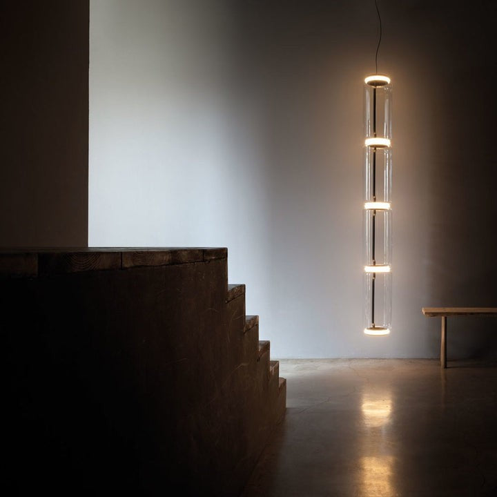Adjustable Clear Glass Cylinder LED Pendant Light