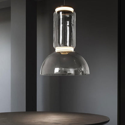 Adjustable Clear Glass Cylinder LED Pendant Light