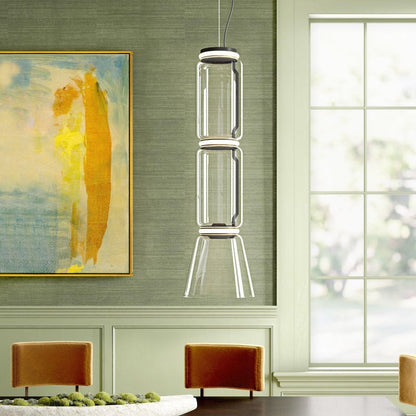 Adjustable Clear Glass Cylinder LED Pendant Light