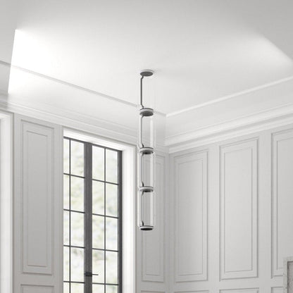 Adjustable Clear Glass Cylinder LED Pendant Light