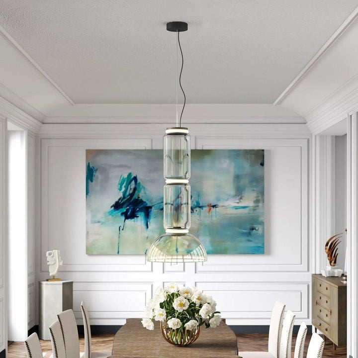 Adjustable Clear Glass Cylinder LED Pendant Light