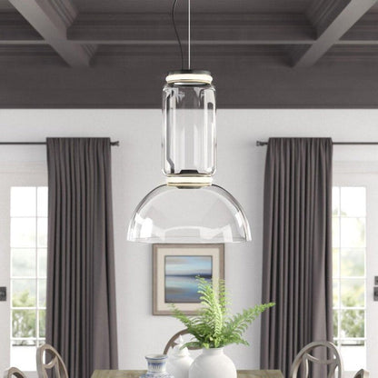 Adjustable Clear Glass Cylinder LED Pendant Light