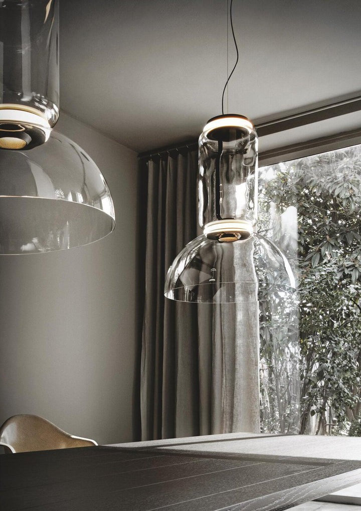 Adjustable Clear Glass Cylinder LED Pendant Light