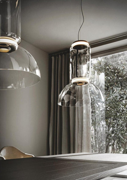 Adjustable Clear Glass Cylinder LED Pendant Light