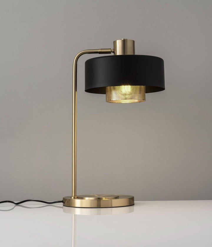 Adjustable Copper & Black Metal Table Lamp