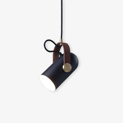 Adjustable LED Spotlight Pendant in Black & Walnut