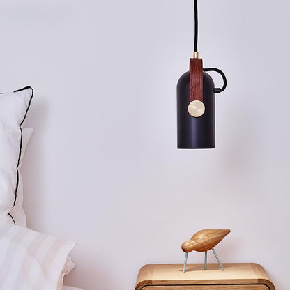 Adjustable LED Spotlight Pendant in Black & Walnut
