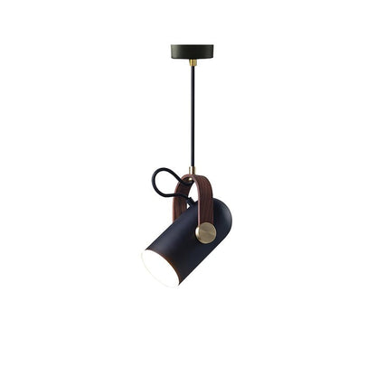 Adjustable LED Spotlight Pendant in Black & Walnut