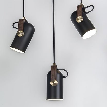 Adjustable LED Spotlight Pendant in Black & Walnut