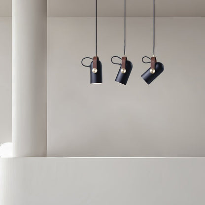 Adjustable LED Spotlight Pendant in Black & Walnut
