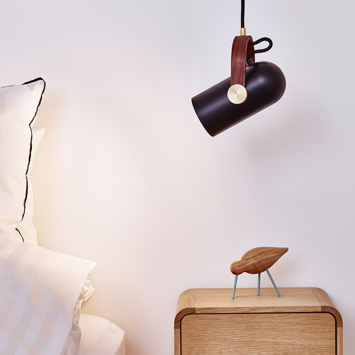 Adjustable LED Spotlight Pendant in Black & Walnut