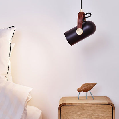 Adjustable LED Spotlight Pendant in Black & Walnut