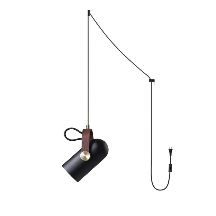 Adjustable LED Spotlight Pendant in Black & Walnut
