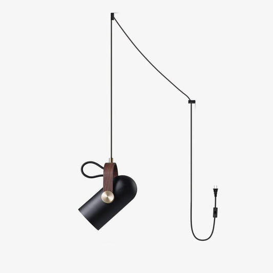 Adjustable LED Spotlight Pendant in Black & Walnut