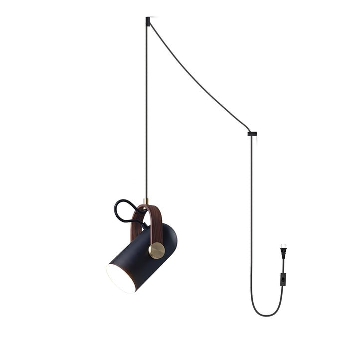Adjustable LED Spotlight Pendant in Black & Walnut