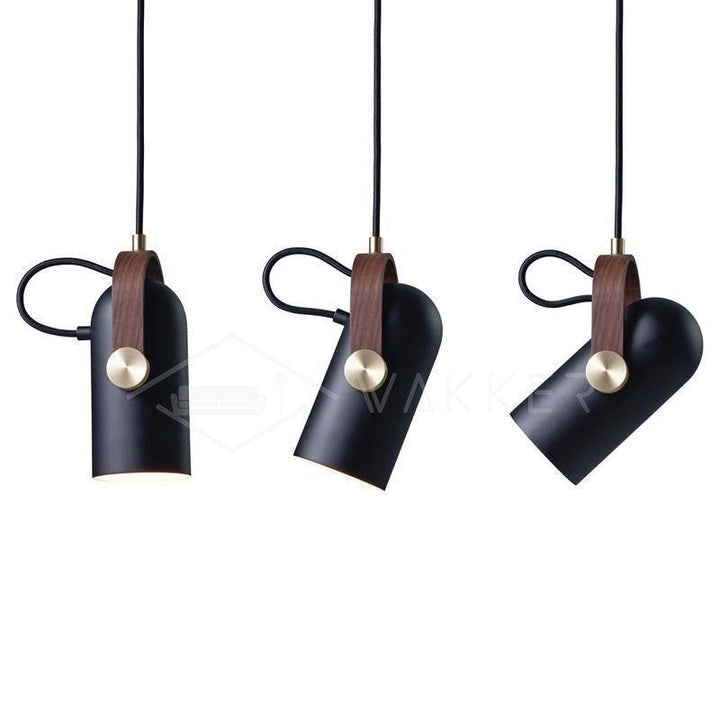 Adjustable LED Spotlight Pendant in Black & Walnut