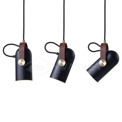 Adjustable LED Spotlight Pendant in Black & Walnut