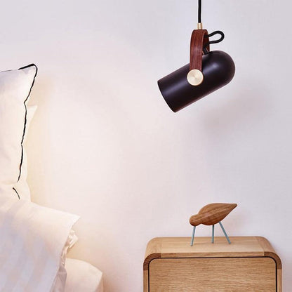 Adjustable LED Spotlight Pendant in Black & Walnut