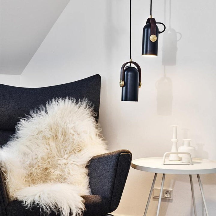 Adjustable LED Spotlight Pendant in Black & Walnut