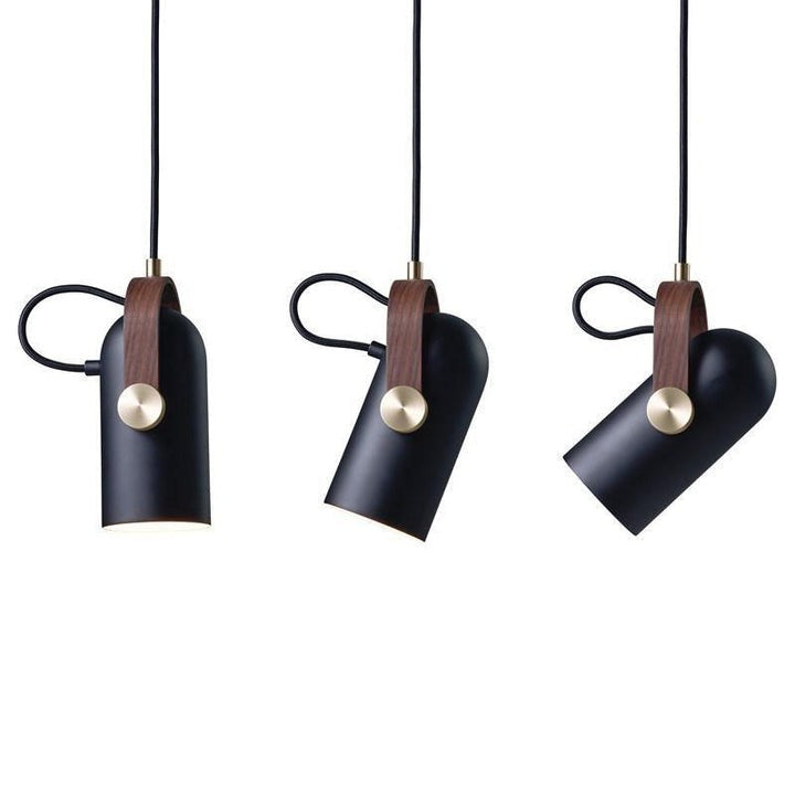 Adjustable LED Spotlight Pendant in Black & Walnut