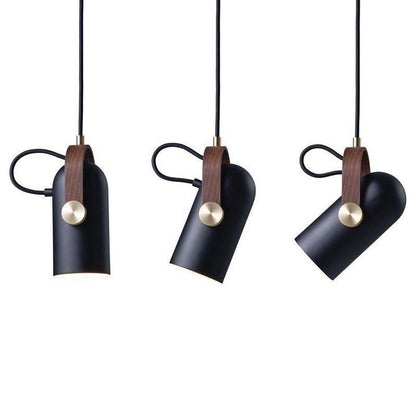 Adjustable LED Spotlight Pendant in Black & Walnut