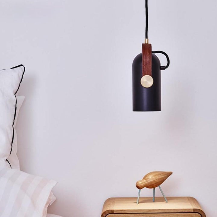 Adjustable LED Spotlight Pendant in Black & Walnut