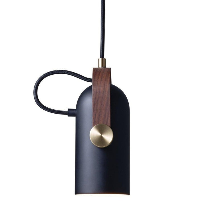 Adjustable LED Spotlight Pendant in Black & Walnut