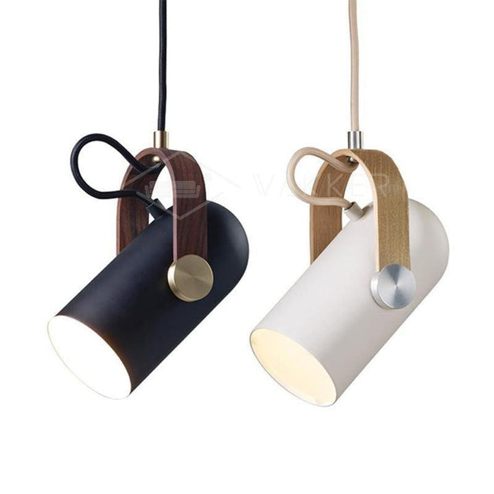 Adjustable LED Spotlight Pendant in Black & Walnut