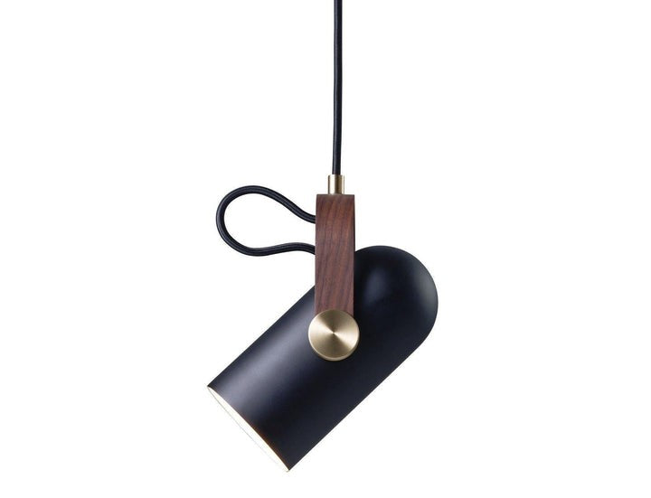 Adjustable LED Spotlight Pendant in Black & Walnut