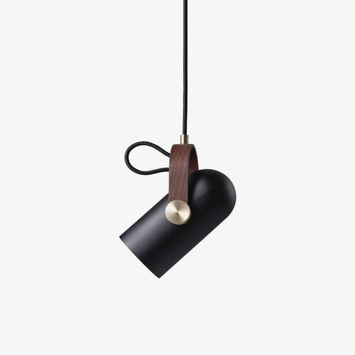 Adjustable LED Spotlight Pendant in Black & Walnut