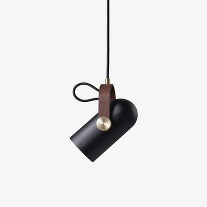 Adjustable LED Spotlight Pendant in Black & Walnut
