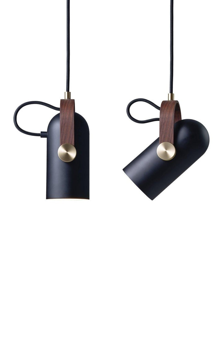 Adjustable LED Spotlight Pendant in Black & Walnut