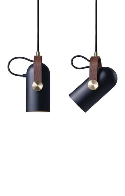 Adjustable LED Spotlight Pendant in Black & Walnut