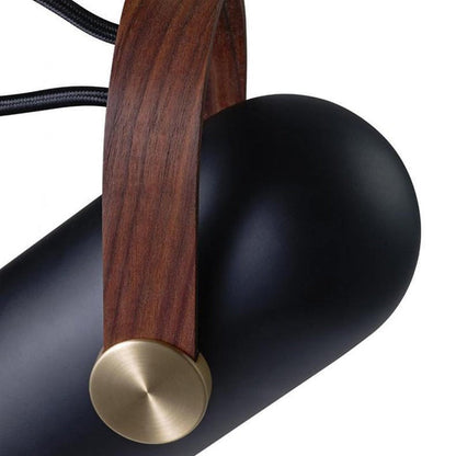Adjustable LED Spotlight Pendant in Black & Walnut