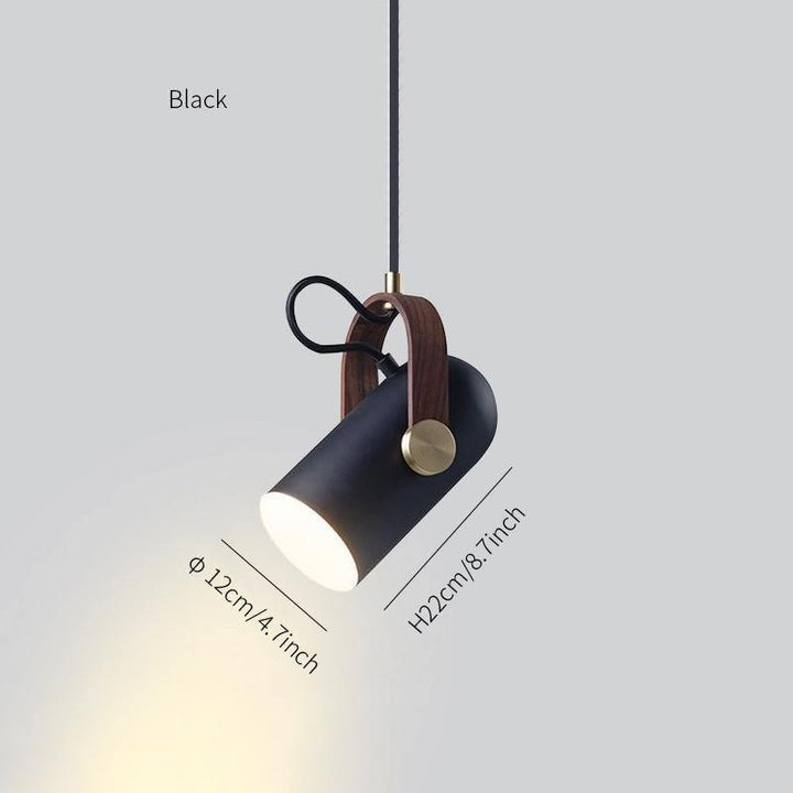 Adjustable LED Spotlight Pendant in Black & Walnut
