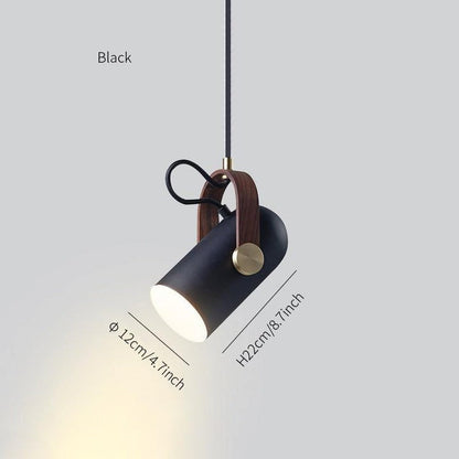 Adjustable LED Spotlight Pendant in Black & Walnut
