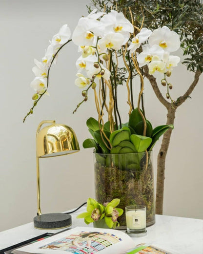 Adjustable Marble & Metal Desk Lamp with LED Lighting