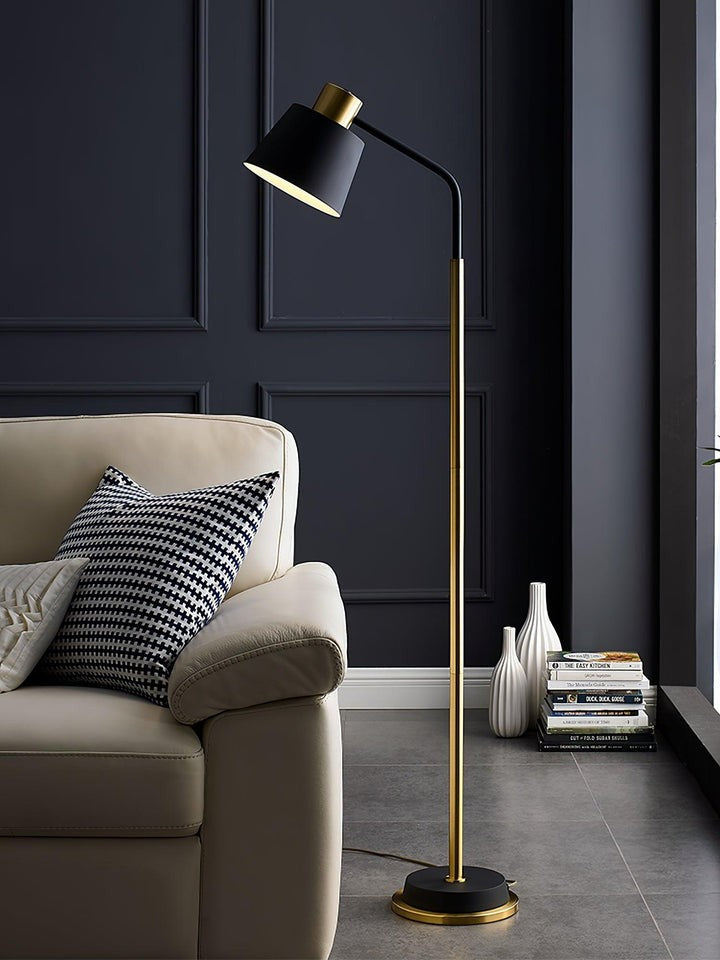 Adjustable Mid-Century LED Floor Lamp with Gold Base