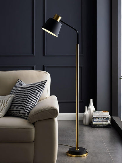 Adjustable Mid-Century LED Floor Lamp with Gold Base