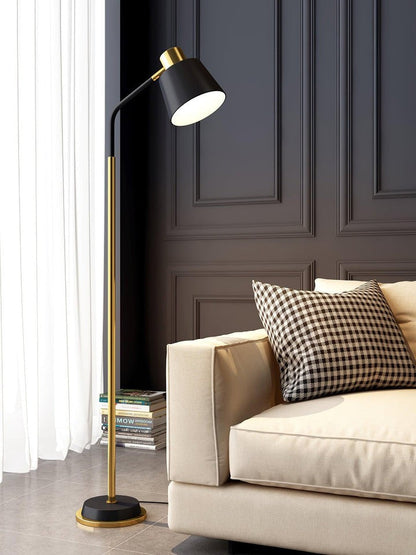 Adjustable Mid-Century LED Floor Lamp with Gold Base