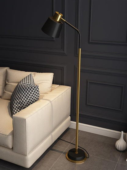 Adjustable Mid-Century LED Floor Lamp with Gold Base