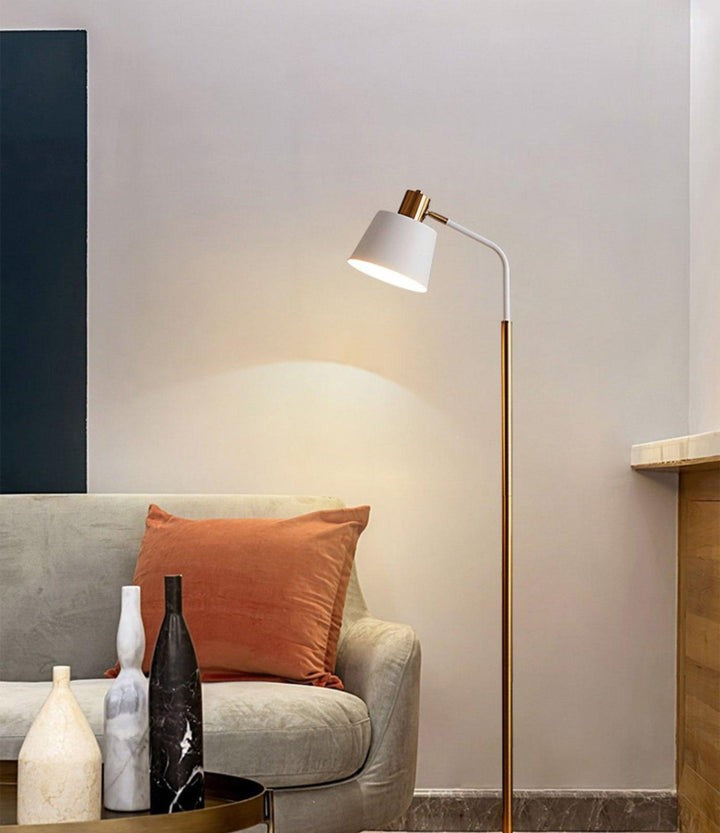 Adjustable Mid-Century LED Floor Lamp with Gold Base