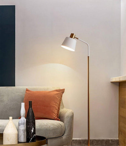 Adjustable Mid-Century LED Floor Lamp with Gold Base