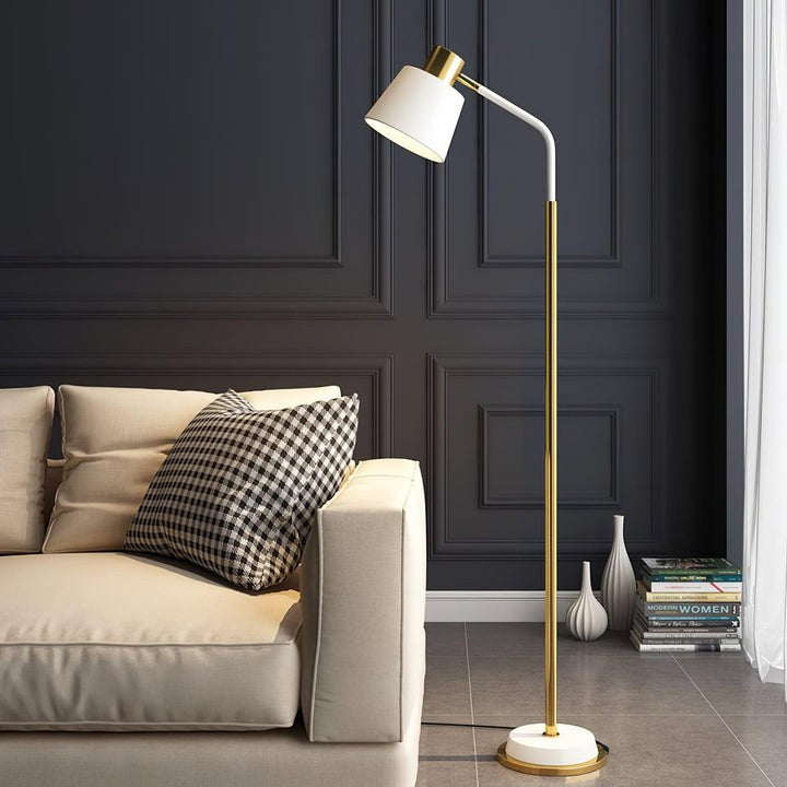 Adjustable Mid-Century LED Floor Lamp with Gold Base