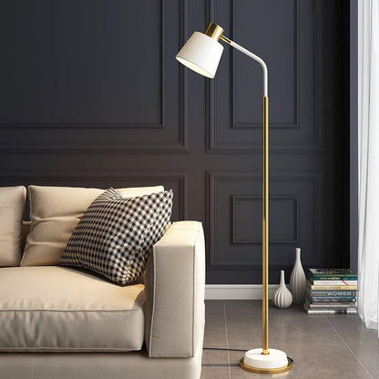 Adjustable Mid-Century LED Floor Lamp with Gold Base