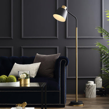Adjustable Mid-Century LED Floor Lamp with Gold Base