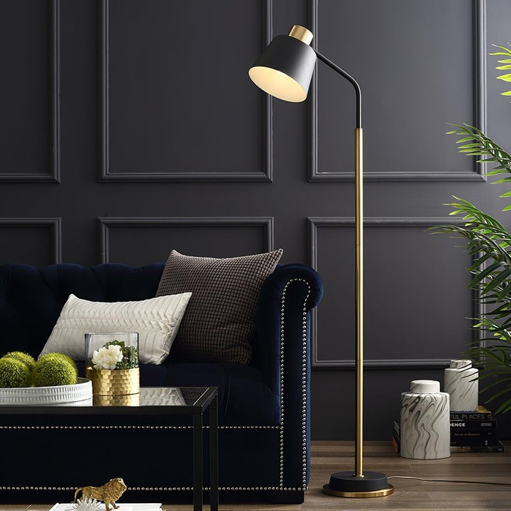 Adjustable Mid-Century LED Floor Lamp with Gold Base