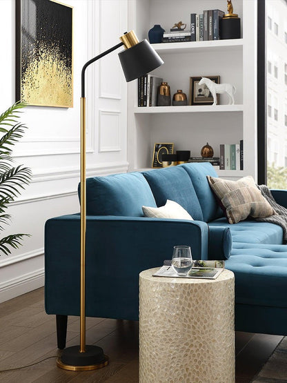 Adjustable Mid-Century LED Floor Lamp with Gold Base
