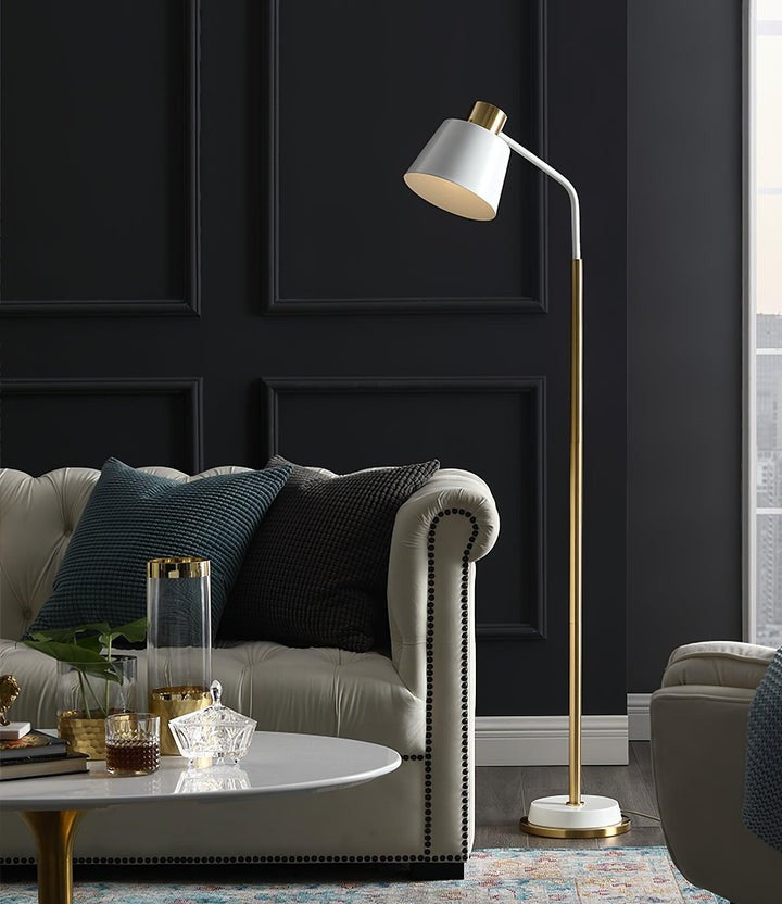 Adjustable Mid-Century LED Floor Lamp with Gold Base