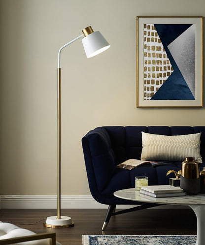 Adjustable Mid-Century LED Floor Lamp with Gold Base